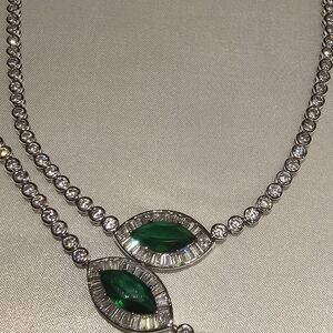 925 Silver And CZ Gemstones Necklace And Bracelet Set